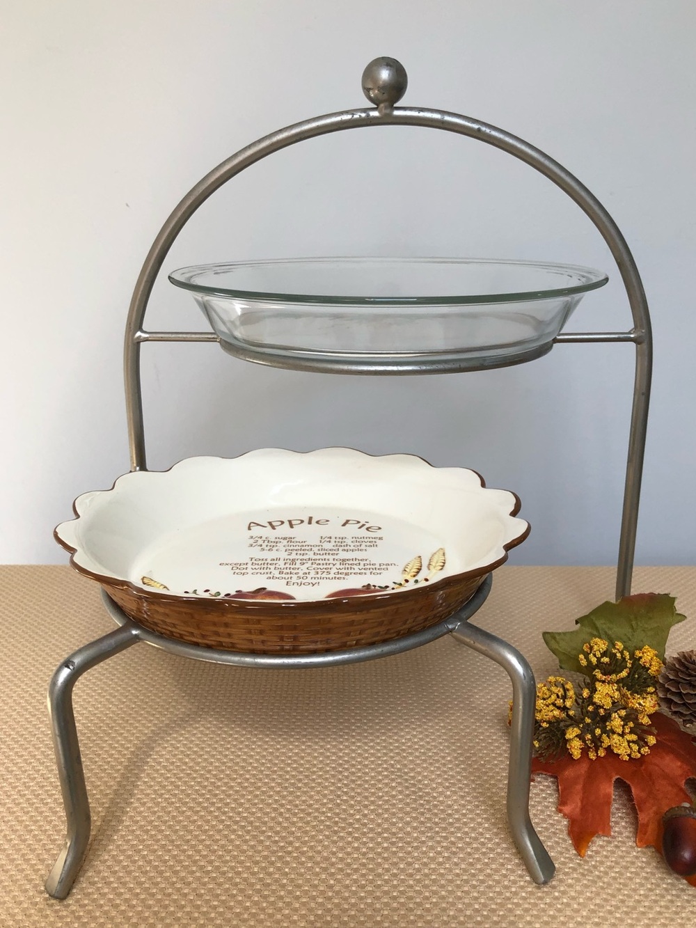 Two Tier Double Expandable Pie Plate Stand Rack - Picture 4 of 8